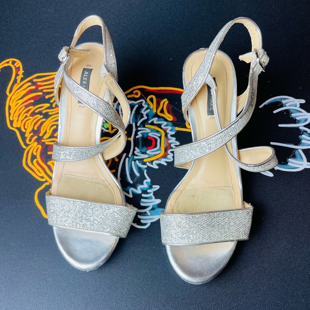 Alex Marie Women's Beautiful Silver Strappy Heels Size 7M
